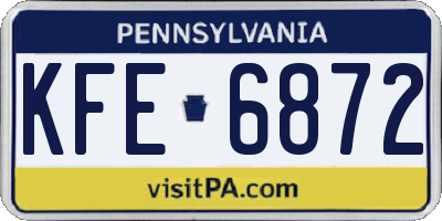PA license plate KFE6872