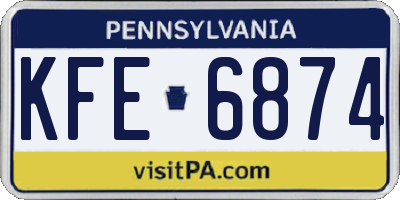 PA license plate KFE6874