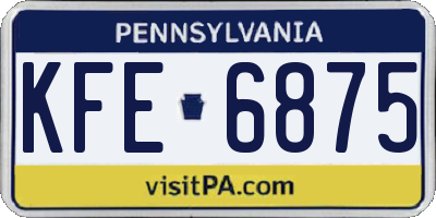 PA license plate KFE6875
