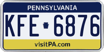 PA license plate KFE6876