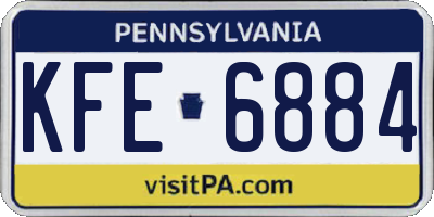 PA license plate KFE6884