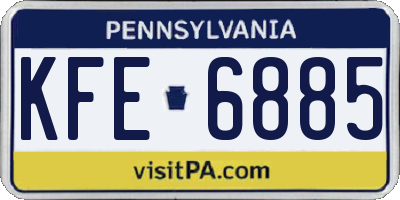 PA license plate KFE6885