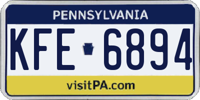 PA license plate KFE6894