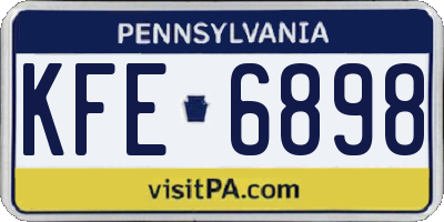 PA license plate KFE6898