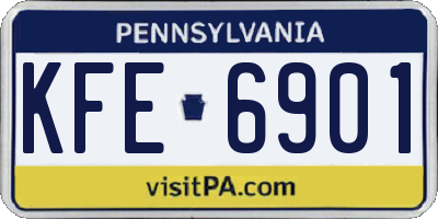 PA license plate KFE6901