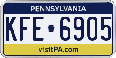 PA license plate KFE6905