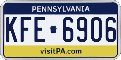 PA license plate KFE6906