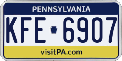 PA license plate KFE6907