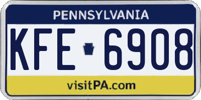PA license plate KFE6908