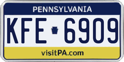 PA license plate KFE6909