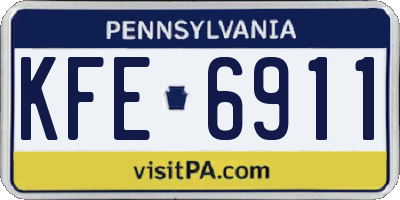 PA license plate KFE6911