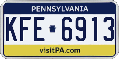 PA license plate KFE6913