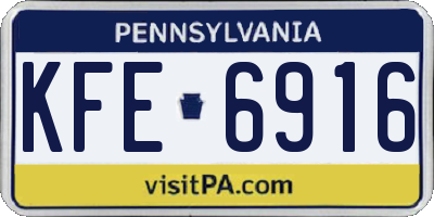 PA license plate KFE6916