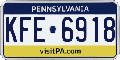 PA license plate KFE6918