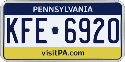 PA license plate KFE6920