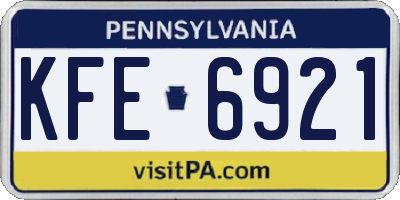 PA license plate KFE6921