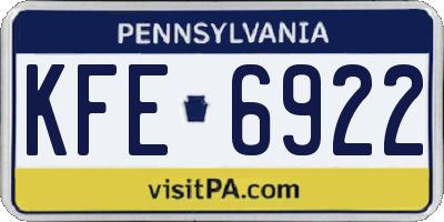 PA license plate KFE6922
