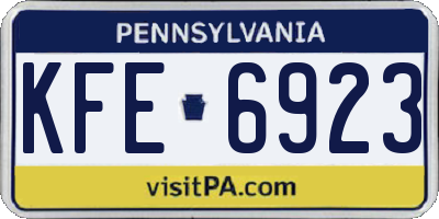 PA license plate KFE6923