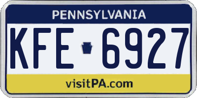 PA license plate KFE6927