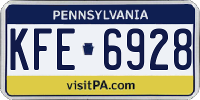 PA license plate KFE6928