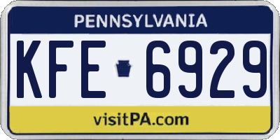 PA license plate KFE6929