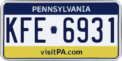 PA license plate KFE6931