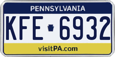 PA license plate KFE6932