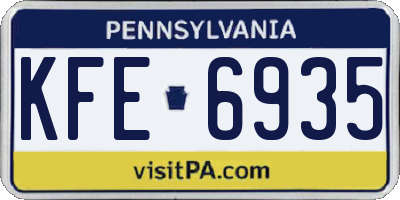 PA license plate KFE6935