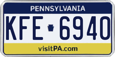 PA license plate KFE6940