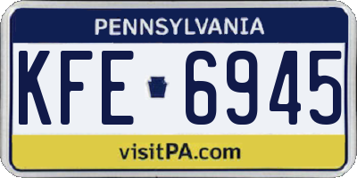 PA license plate KFE6945