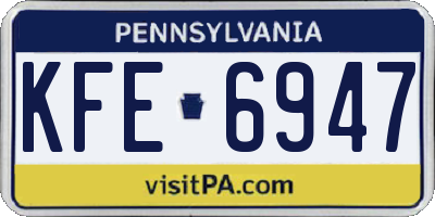 PA license plate KFE6947