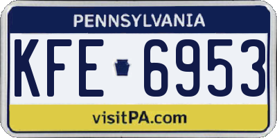 PA license plate KFE6953