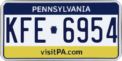 PA license plate KFE6954