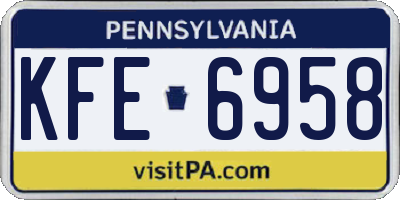 PA license plate KFE6958