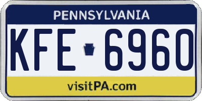 PA license plate KFE6960