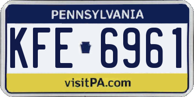 PA license plate KFE6961