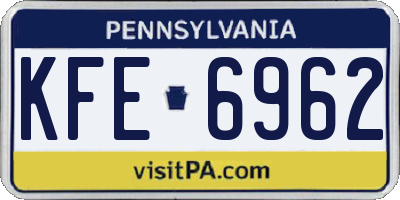 PA license plate KFE6962