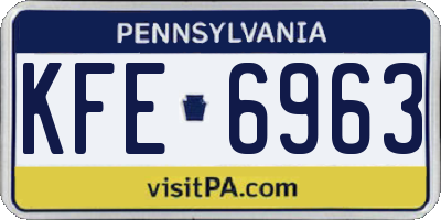 PA license plate KFE6963