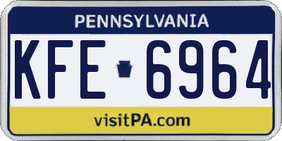 PA license plate KFE6964
