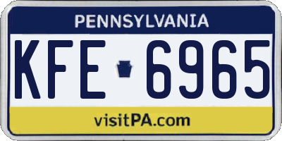 PA license plate KFE6965