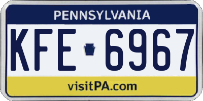 PA license plate KFE6967