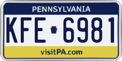 PA license plate KFE6981