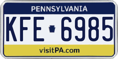 PA license plate KFE6985