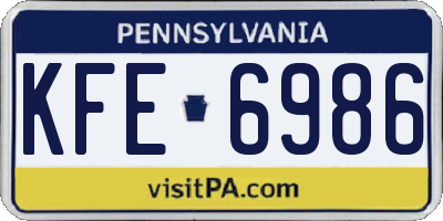 PA license plate KFE6986