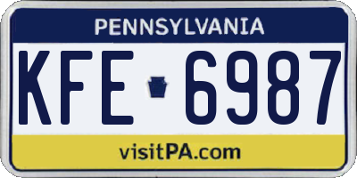 PA license plate KFE6987