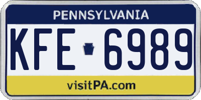 PA license plate KFE6989