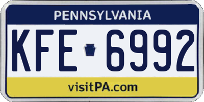 PA license plate KFE6992