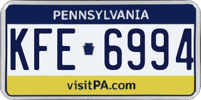 PA license plate KFE6994