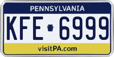 PA license plate KFE6999