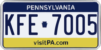 PA license plate KFE7005